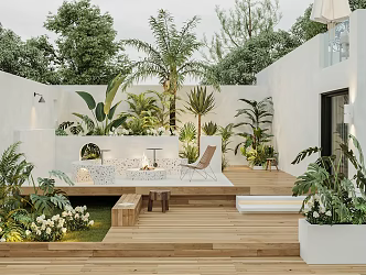 Mori Artistic Wood Grain Style Villa Garden Courtyard 3d model