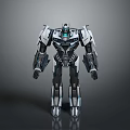 Futuristic 3D Rendered Mechanical Robot With Detailed Armor Silver Black Color And Blue Glowing Elements