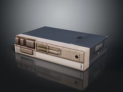 Vintage Headphone Speaker Featuring Control Panel Knobs Buttons and Glossy Surface Reflection 3d model