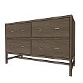 Modern Dark Brown Wooden Decorative Cabinet With Multiple Drawers And Metal Legs