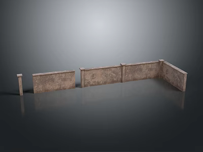 Gray Stone Wall Components With Multiple Panel Sections And Textured Surface 3d model