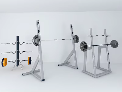 Professional Gym Fitness Equipment Barbell Racks Weight Plates And Dumbbell Holders 3d model