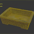 Vintage Stone Square Basin With Blue Edges And Bottom Drainage Hole