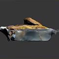 Tasty Roast Beef with French Fries and Bun in Foil Takeout Container