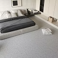 Modern Bedroom Interior Design With Platform Bed Large Window Blinds And Accent Chair