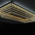 Modern Square Multi Layered Crystal Ceiling Light With Golden Glow