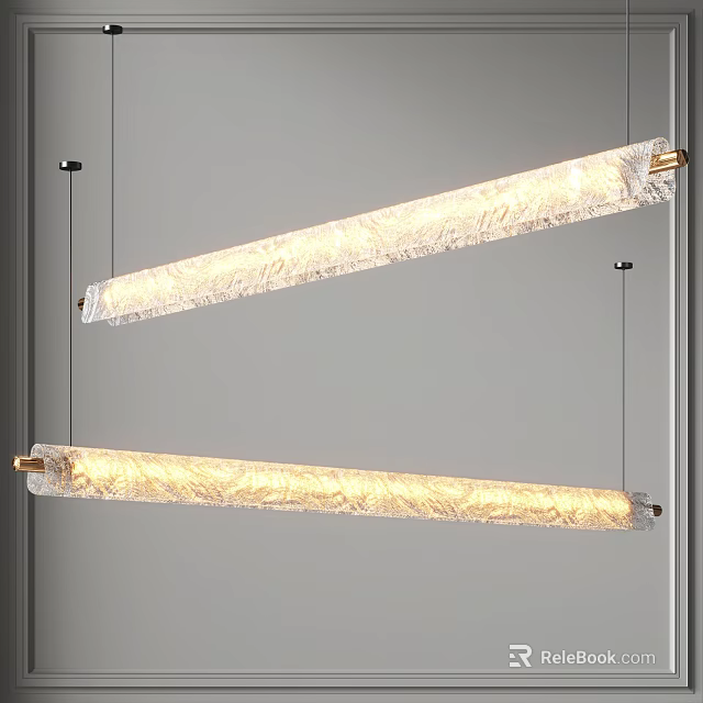 Modern Long Strip Pendant Lights With Textured Shade For Interior Lighting Decoration 3d model 