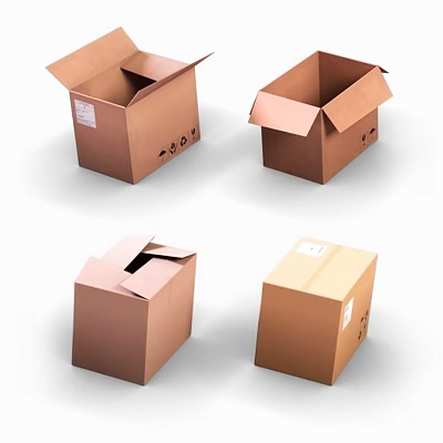 Brown Corrugated Cardboard Boxes With Open And Closed Lids For Packaging Use 3d model Brown Corrugated Cardboard Boxes With Open And Closed Lids For Packaging Use 3d model