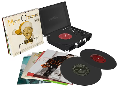 Classic Books Magazines Collection With Vinyl Records And Record Player 3d model