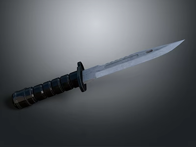 Tactical Military Knife With Black Textured Handle And Sharp Stainless Steel Blade 3d model