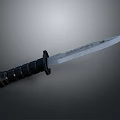 Tactical Military Knife With Black Textured Handle And Sharp Stainless Steel Blade