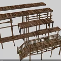 Rustic Wooden Scene Components With Platforms Shelves And Stairs For Outdoor Use