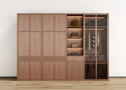 New Chinese Style Wardrobe Custom Wardrobe Glass Wardrobe Finished Wardrobe Bedroom Wardrobe 3d model