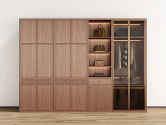 New Chinese Style Wardrobe Custom Wardrobe Glass Wardrobe Finished Wardrobe Bedroom Wardrobe 3d model