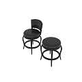 Modern Black Leather Bar Stools With Nailhead Trim Backrest And Armless Design