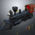 Detailed Black Steam Train Model Featuring Red Car Brown Roof Front Light And Wheels