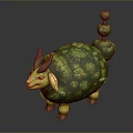 Game and Movie Character Green Leaf Covered Horned Creature With Tree Like Structure On Back