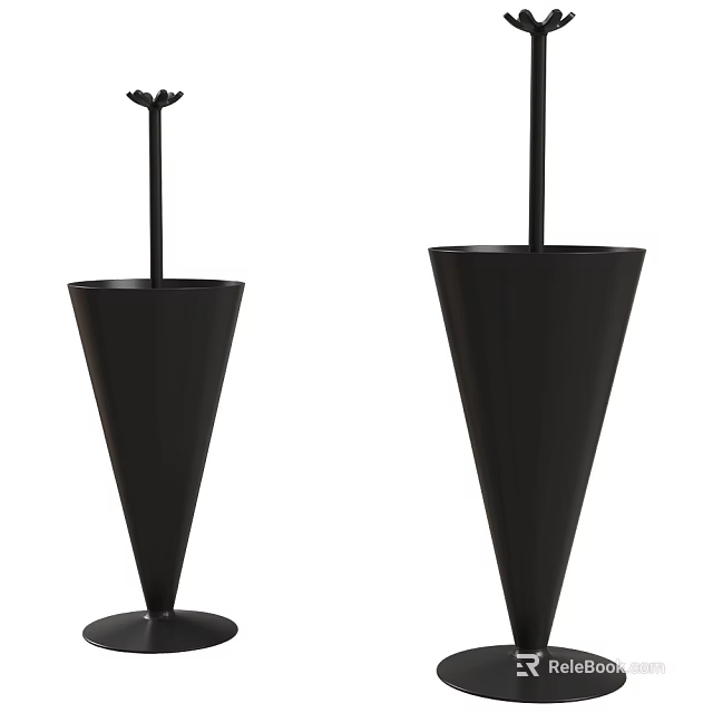 Black Conical Decorative Ornament Set With Sleek Metal Stems And Modern Design For Home Decor 3d model 