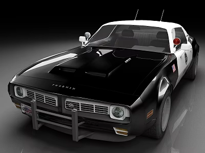Classic Black And White Montego Muscle Car With American Flag Decals 3d model