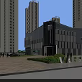 Modern Commercial Complex With Glass Facade And Plaza Surrounded By High-Rise Buildings