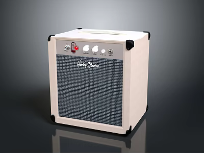 Harry Biscuit White Computer Speaker With Control Knobs And Mesh Panel Design 3d model