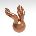 Elegant Copper Decorative Ornament Set With Stretching Hands And Sphere