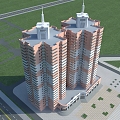 modern residential building 3d model