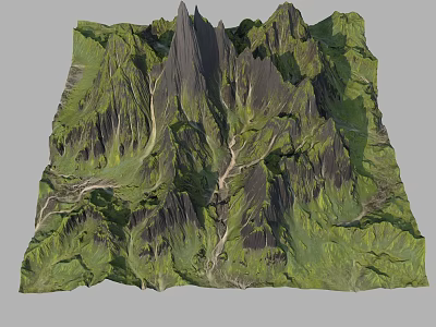 Lush Green Vegetation Covering Mountain Terrain With Natural Valleys And Scenic Ridges 3d model