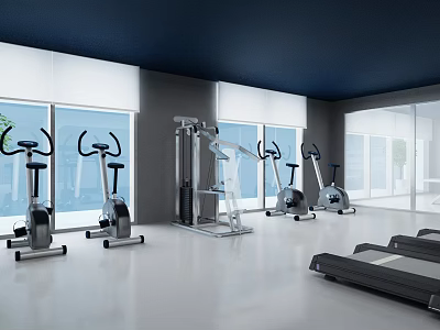 Gym With Various Fitness Equipment In Bright Space 3d model