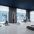 Gym With Various Fitness Equipment In Bright Space