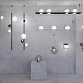 Modern Lighting Combinations With Diverse Pendant And Wall Lights For Interior Design 3d model