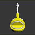 Yellow Smiley Face Toothbrush Holder With White Toothbrush And Storage Design