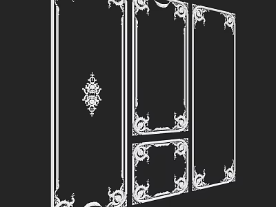 Ornate Decorative Panel With Intricate White Patterns And Symmetric Borders 3d model