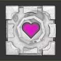 Unique Weapon Cube With Gray Geometric Design And Pink Heart Shaped Windows 3d model