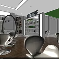 Modern Beauty Hair Salon Interior With White Styling Chairs Wooden Floor And Green Walls