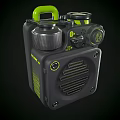 Portable Speaker In Black And Green With Rugged Design Control Knobs And Grilles 3d model