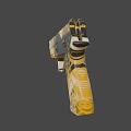 Decorative Pistol With Gold And Black Geometric Pattern On Handle And Body