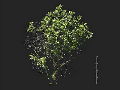 Lush Arbor Tree With Green Leaves Strong Trunk And Branch Structure Against Dark Background 3d model