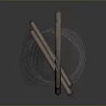 Barbed Wire Defensive Weapon Featuring Wooden Posts And Coiled Structure 3d model