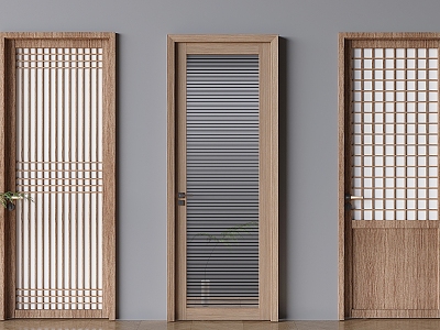 Solid Wood Glass Single Door Japanese Style Log Wind Swing Door model