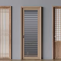 Modern Wooden Swing Doors With Vertical Stripes Louvre And Grid Patterns 3d model