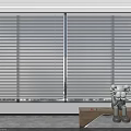 Modern White Venetian Blinds Decorating Window Interior With Natural Light And Wooden Bench