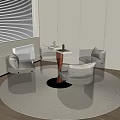Modern Table and Chair Combination Round Four-Person Dining Table and Chair 3d model