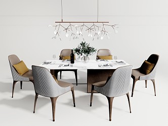 Modern Dining Table and Chair Combination Dining Table and Chair Rectangular Dining Table and Chair Combination 3d model