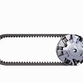 Black Toothed Belt And Silver Bladed Pulley Mechanical Drive Component