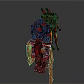 Futuristic Black Red Robot Character With Mechanical Armor And Glowing Orange Accents