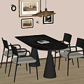 Modern Middle Style Dining Table and Chair Combination 3d model
