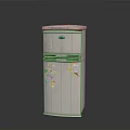 Light Gray Standing Water Dispenser With Colorful Stickers Modern Electronic Appliance