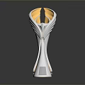 Shiny Trophy with Silver Base and Golden Leaf Shaped Top on Gray Background