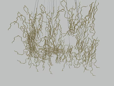 Unique Artistic Modern Chandelier With Curved Metal Wires For Ceiling Decoration In Interior Space 3d model
